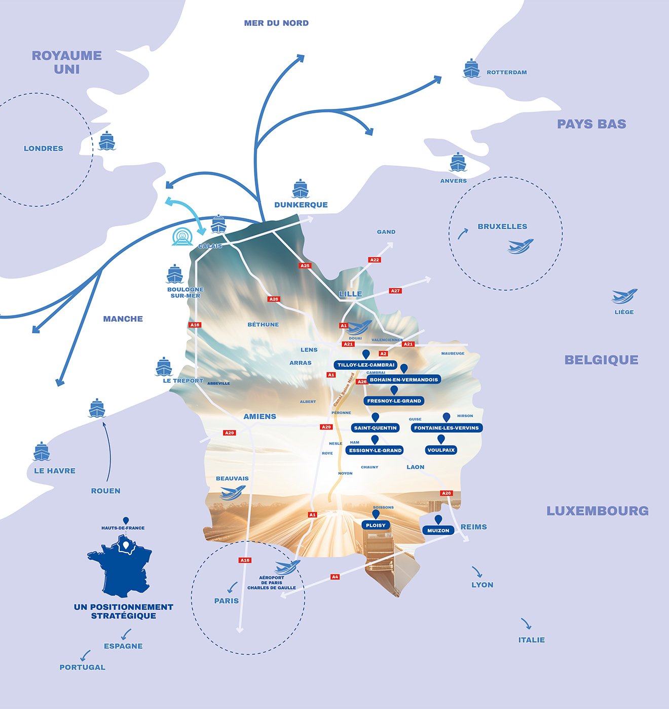 Localisation de l'ensemble des sites de Houtch Transport